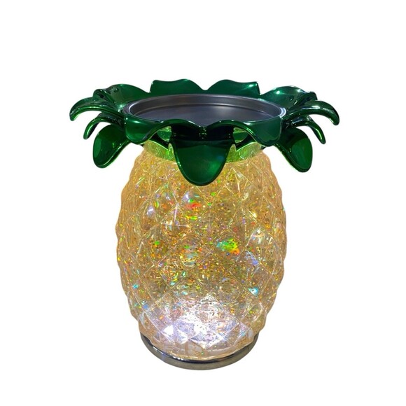 Bath & Body Works Light Up Glitter Pineapple Single Wick Candle Holder Globe New - Picture 2 of 11
